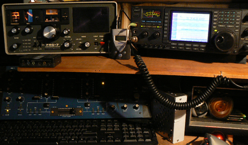 Yaesu FRG-7 receiver and Icom IC-756 transceiver. Old gear but still good :-)